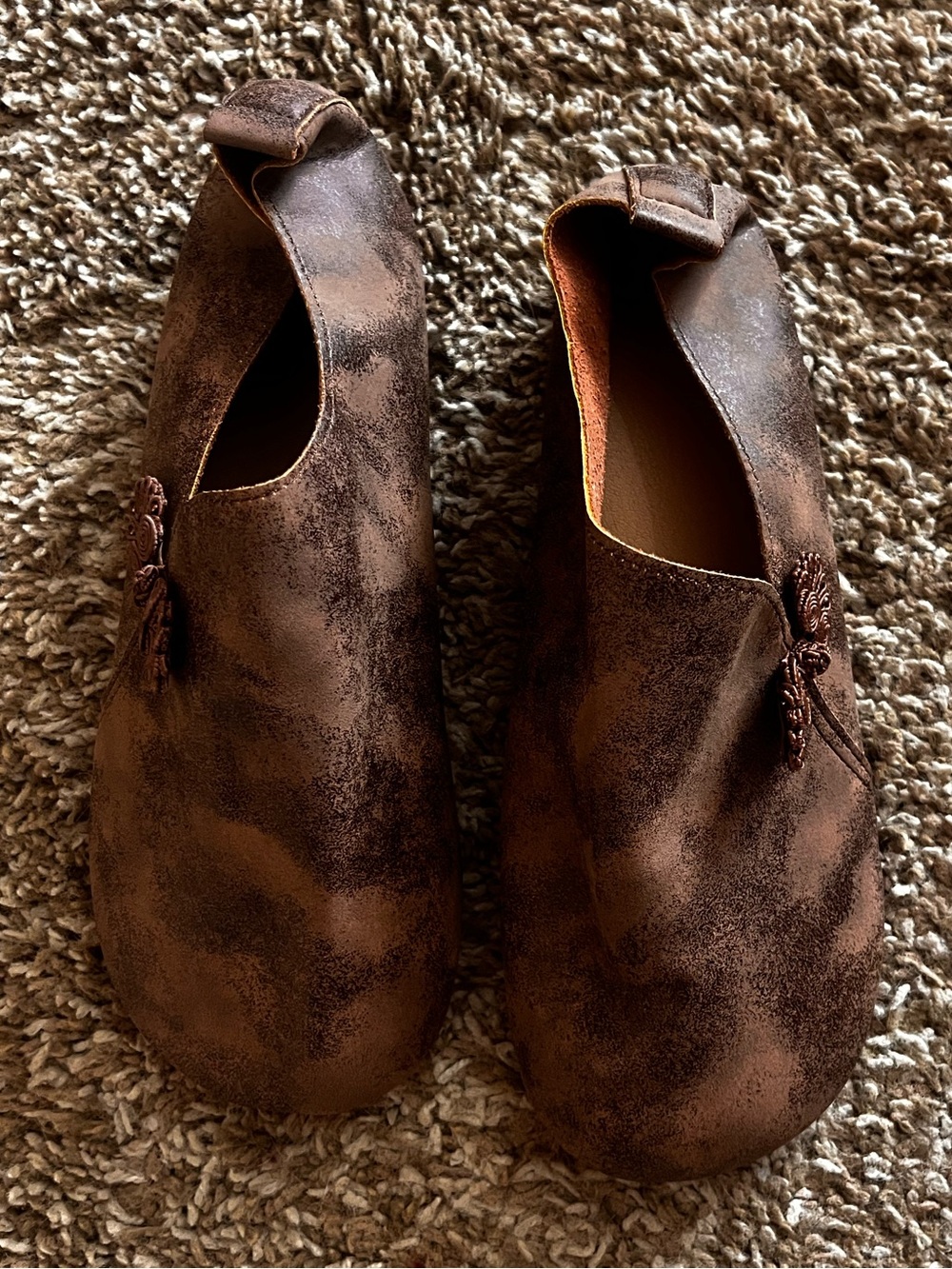 Rustic Brown Slip-On Leather Flats Size 10-10.5 (41) Women’s
